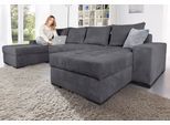 Wohnlandschaft COLLECTION AB "Josy XL U-Form, B: 313 cm in Cord, Cord-Mix", grau (anthrazit), B:313cm H:84cm T:161cm, 100% Polyester, Sofas, Wohnlandschaft, Schlaffunktion, Bettkasten & 2 Zierkissen, Federkern