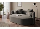 2,5-Sitzer "ISALIE Samtoptik, rundes Loungesofa, mit Kissen, perfekt gepolstert", grau (taupe), B:200cm H:98cm T:145cm, LEGER HOME BY LENA GERCKE, Sofas, 2 5-Sitzer, moderne Stoffe, mit 4 Zierkissen, extra große Sitzfläche