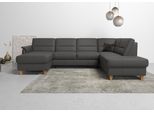Wohnlandschaft HOME AFFAIRE "Palmera U-Form, B: 308 cm", braun (mocca), B:308cm H:89cm T:212cm, Luxus-Microfaser (100% Polyester);Struktur (100% Polyester);Luxus-Microfaser in Lederoptik (100% Polyester), Sofas, Wohnlandschaft, optional Schlaffunktion & Bettkasten, Federkern