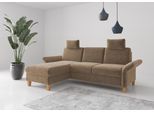 Ecksofa OTTO HOME "Rochelle, L-Form", braun (hellbraun), B:251cm H:90cm T:164cm, 100% Polyester, Sofas, Ecksofa, wahlweise mit Armteilverstellung, Schlaffunktion und Bettkasten