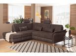Ecksofa HOME AFFAIRE "Palace L-Form", braun, B:259cm H:89cm T:225cm, Struktur fein (100% Polyester);Struktur (100% Polyester);Luxus-Microfaser Lederoptik (100% Polyester), Sofas, Ecksofa, incl. Sitztiefenverstellung, wahlweise mit Schlaffunktion und Stauraum