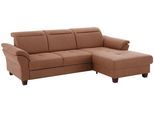 Ecksofa OTTO HOME "Solvei L-Form", braun (haselnuss), B:255cm H:104cm T:185cm, Struktur (100% Polyester);Luxus-Microfaser Lederoptik (100% Polyester);Luxus-Microfaser ALTARA NUBUCK (100% Polyester), Sofas, Ecksofa, mit Recamierenabschluß und Sitztiefenverstellung