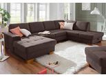 Wohnlandschaft OTTO HOME "Puccini U-Form", braun (dunkelbraun), B:340cm H:86cm T:224cm, Luxus-Microfaser (100% Polyester);Luxus-Microfaser ALTARA NUBUCK (100% Polyester);Luxus-Microfaser Lederoptik (100% Polyester), Sofas, Wohnlandschaft, mit Federkern, Sitztiefenverstellung, Kontrastnaht