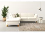 Ecksofa HOME AFFAIRE "Trelleborg L-Form", beige (creme), B:252cm H:86cm T:213cm, 100% Polyester, Sofas, Ecksofa, Federkern-Polsterung, wahlweise mit Schlaffunktion und Stauraum
