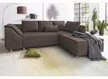 Ecksofa COLLECTION AB "Sally L-Form, B: 256 cm", braun (dunkelbraun), B:256cm H:87cm T:165cm, Microfaser PRIMABELLE (100% Polyester) / Struktur (80% Polyester, 20% Acryl);Struktur (80% Polyester, 20% Acryl);Kunstleder SOFTLUX / Struktur (80% Polyester, 20% Acryl);Microfaser PRIMABELLE (100% Polyester) / Cord (100% Polyester), Sofas, Ecksofa, 1 Zierkissen, optional Schlaffunktion & Bettkasten