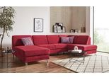 Wohnlandschaft SIT & MORE "Clio U-Form", rot (bordeaux), B:319cm H:89cm T:190cm, Sofas, Wohnlandschaft, wahlweise mit Schlaffunktion und Bettkasten, inklusive Federkern