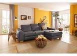 Ecksofa HOME AFFAIRE "Dundee L-Form", grau (anthrazit), B:264cm H:86cm T:170cm, Luxus-Microfaser Florence (100% Polyester);Struktur fein (100% Polyester);Luxus-Microfaser Lederoptik (100% Polyester), Sofas, Ecksofa, wahlweise mit Kopfteilverstellung und zusätzlich mit Schlaffunktion