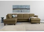 Wohnlandschaft SIT & MORE "Mellum U-Form", grün (olive), B:306cm H:87cm T:212cm, 100% Polyester, Sofas, Wohnlandschaft, Federkern, wahlweise mit Schlaffunktion, Stauraum und Armteilfunktion