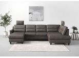 Wohnlandschaft SIT & MORE "Farö U-Form", braun, B:325cm H:90cm T:187cm, Sofas, Wohnlandschaft, inklusive Federkern, wahlweise mit Schlaffunktion und Bettkasten