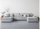 Wohnlandschaft HOME AFFAIRE "Win U-Form, B: 366 cm - OTTO. Verlässliche Qualität.", grau (hellgrau), B:366cm H:85cm T:176cm, 100% Polyester, Sofas, Wohnlandschaft, Schlaffunktion, Bettkasten & 5 Zierkissen