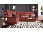Ecksofa SIT & MORE "Boccaccio L-Form", orange (terra), B:265cm H:104cm T:215cm, Kunstleder SOFTLUX;Luxus-Microfaser (90% Polyester, 10% Polyamid);Flachgewebe (100% Polyester), Sofas, Ecksofa, mit Federkern und Kopfteilverstellung, wahlweise mit Schlaffunktion