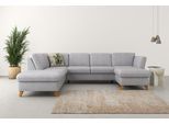 Wohnlandschaft HOME AFFAIRE "Trelleborg U-Form", silber, B:307cm H:86cm T:213cm, 100% Polyester, Sofas, Wohnlandschaft, Federkern-Polsterung, wahlweise mit Schlaffunktion und Stauraum