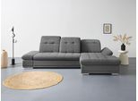 Ecksofa COTTA "Holiday L-Form mit Sitztiefen-, Armteil- und Kopfteilverstellung", grau (anthrazit), B:302cm H:86cm T:190cm, 100% Polyester, Sofas, Ecksofa, wahlweise mit Schlaffunktion & Bettkasten