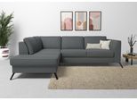 Ecksofa SIT & MORE "Olsen L-Form", grau (dunkelgrau), B:248cm H:88cm T:201cm, 100% Polyester, Sofas, Ecksofa, inklusive Sitztiefenverstellung, optional Schlaffunktion, 15cm hoch