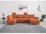 Wohnlandschaft SIT & MORE "Westham U-Form", orange (terra), B:338cm H:88cm T:172cm, 90% Polyester 10%Polyamid, Sofas, Wohnlandschaft, wahlweise mit Schlaffunktion, Bettkasten, Sitztiefenverstellung