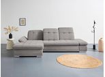 Ecksofa COTTA "Holiday L-Form mit Sitztiefen-, Armteil- und Kopfteilverstellung", grau (stone), B:302cm H:86cm T:190cm, 100% Polyester, Sofas, Ecksofa, wahlweise mit Schlaffunktion & Bettkasten