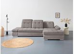 Ecksofa COTTA "Holiday L-Form mit Sitztiefen-, Armteil- und Kopfteilverstellung", grau (elephant), B:302cm H:86cm T:190cm, 100% Polyester, Sofas, Ecksofa, wahlweise mit Schlaffunktion & Bettkasten