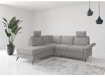 Ecksofa OTTO HOME "Rochelle", grau (hellgrau), B:240cm H:93cm T:216cm, 95% Polyester 5% Polyamid, Sofas, Ecksofa, wahlweise mit Schlaffunktion, Bettkasten und Armteilverstellung