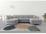 Wohnlandschaft SIT & MORE "Apulia U-Form", grau (hellgrau), B:304cm H:78cm T:192cm, Webstoff (100% Polyester);Struktur weich (90% Polyester, 10% Polyamid);Luxus-Microfaser Euphoria (100% Polyester), Sofas, Wohnlandschaft, wahlweise Schlaffunktion, Bettkasten und Kopf- und Armteilverstellung