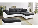 Ecksofa COLLECTION AB "Sally L-Form, B: 256 cm", schwarz-weiß (schwarz, weiß), B:256cm H:87cm T:165cm, Microfaser PRIMABELLE (100% Polyester) / Struktur (80% Polyester, 20% Acryl);Struktur (80% Polyester, 20% Acryl);Kunstleder SOFTLUX / Struktur (80% Polyester, 20% Acryl);Microfaser PRIMABELLE (100% Polyester) / Cord (100% Polyester), Sofas, Ecksofa, 1 Zierkissen, optional Schlaffunktion & Bettkas