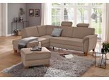 Ecksofa OTTO HOME "Alta L-Form", beige (dunkelbeige), B:250cm H:89cm T:201cm, Struktur ( 100% Polyester);Struktur fein ( 100% Polyester);Luxus-Microfaser ALTARA NUBUCK (100% Polyester), Sofas, Ecksofa, mit Federkern und Kontrastnaht, Füße Buche eichefarben