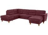 Wohnlandschaft HOME AFFAIRE "Palmera U-Form, B: 308 cm, große Stoff + Leder Auswahl", rot (bordeaux), B:308cm H:89cm T:212cm, 100% Polyester;Struktur (100% Polyester);Luxus-Microfaser in Lederoptik (100% Polyester), Sofas, Wohnlandschaft, optional Schlaffunktion & Bettkasten, Federkern