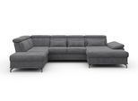 Wohnlandschaft SIT & MORE "Cabrio U-Form, B: 359 cm, mit Sitztiefen-, Arm- & Kopfteilverstellung", grau, B:359cm H:87cm T:230cm, 100% Polyester, Sofas, Wohnlandschaft, 3 Nierenkissen, Federkern, optional Schlaffunktion und Stauraum