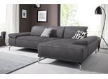 Ecksofa OTTO HOME "Caluna, L-Form, B:280cm, Federkern, in Stoff und Leder", grau (anthrazit), B:269cm H:97cm T:174cm, Flachgewebe Mura: (100% Polyester);Luxus-Microfaser Vintageoptik (100% Polyester);Luxus-Mikrofaser (90% Polyester, 10% Polyamid), Sofas, Ecksofa, Inkl.Sitztiefenverstellung, wahlweise mit Kopf- und Armteilverstellung