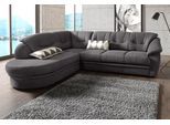 Ecksofa SIT & MORE "Savona", grau (anthrazit), B:267cm H:90cm T:206cm, NaturLEDER (echtes Rindsleder) in Sitz und Rücken. Korpus in passendem Kunstleder SOFTLUX bezogen;Luxus-Microfaser (100% Polyester);Struktur ( 100% Polyester);Luxus-Microfaser ALTARA NUBUCK (100% Polyester), Sofas, Ecksofa, wahlweise mit Schlaffunktion
