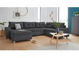 Wohnlandschaft COLLECTION AB "Paris U-Form, B: 310 cm", grau (anthrazit), B:310cm T:212cm, Samtoptik (100% Polyester), Sofas, Wohnlandschaft, 1 Zierkissen & Federkern, optional Schlaffunktion & Bettkasten