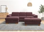 Ecksofa HOME AFFAIRE "Dundee L-Form", lila (flieder), B:264cm H:86cm T:170cm, Sofas, Ecksofa, wahlweise mit Kopfteilverstellung und zusätzlich mit Schlaffunktion