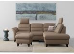 Ecksofa SIT & MORE "Mellum L-Form", braun (nuss), B:253cm H:87cm T:212cm, 100% Polyester, Sofas, Ecksofa, Federkern, wahlweise mit Schlaffunktion, Stauraum und Armteilfunktion