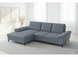 Ecksofa SIT & MORE "Chelsea L-Form, B: 264 cm, Leder, inkl. Sitztiefen-&Armteilverstellung", graublau, B:264cm H:89cm T:174cm, Sofas, Ecksofa, optional mit Schlaffunktion und Bettkasten