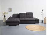 Ecksofa COTTA "Holiday L-Form mit Sitztiefen-, Armteil- und Kopfteilverstellung", schwarz, B:302cm H:86cm T:190cm, 100% Polyester, Sofas, Ecksofa, wahlweise mit Schlaffunktion & Bettkasten