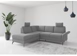Ecksofa OTTO HOME "Rochelle", grau, B:240cm H:93cm T:216cm, 100% Polyester, Sofas, Ecksofa, wahlweise mit Schlaffunktion, Bettkasten und Armteilverstellung