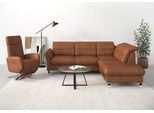 Ecksofa SIT & MORE "Grenoble L-Form mit Federkern", braun (cognac), B:247cm H:85cm T:222cm, Sofas, Ecksofa, wahlweise mit Schlaffunktion, Bettkasten, Arm- und Kopfteilverstellung