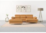 Ecksofa SIT & MORE "Cabrio L-Form, B: 295 cm, mit Sitztiefen-, Arm- & Kopfteilverstellung", gelb (curry), B:295cm H:87cm T:180cm, Sofas, Ecksofa, 2 Nierenkissen, Federkern, optional Schlaffunktion und Stauraum