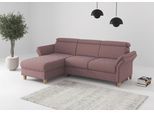 Ecksofa OTTO HOME "Glendale, L-Form", aubergine, B:253cm H:84cm T:166cm, 100% Polyester, Sofas, Ecksofa, inkl. Kopfteilverstellung, wahlweise mit Vorziehsitz und Bettkasten