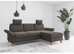 Ecksofa OTTO HOME "Rochelle, L-Form", grau (fango), B:251cm H:90cm T:164cm, 100% Polyester, Sofas, Ecksofa, wahlweise mit Armteilverstellung, Schlaffunktion und Bettkasten