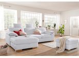 Ecksofa OTTO HOME "Ventura L-Form", silber, B:277cm H:86cm T:172cm, Luxus-Microfaser in Lederoptik (100% Polyester);Struktur (100% Polyester);Luxus-Microfaser (90% Polyester, 10% Polyamid), Sofas, Ecksofa, wahlweise mit Schlaffunktion und Schlaffunktion/Bettkasten