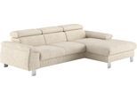 Ecksofa COTTA "Komaris L-Form, B: 244 cm", ivory, B:244cm H:72cm T:166cm, 88% POLYESTER (PES) 12% POLYAMID (PA), Sofas, Ecksofa, mit Kopfteilverstellung, optional Schlaffunktion, Bettkasten & Licht