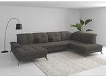 Wohnlandschaft SIT & MORE "Amica, U-Form, inkl. Sitztiefenverstellung und Armteilverstellung", braun (fango), B:357cm H:90cm T:231cm, 100% Polyester, Sofas, Wohnlandschaft, wahlweise mit Kopfteilverstellung, Schlaffunktion und Bettkasten