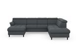 Wohnlandschaft SIT & MORE "Marano U-Form", grau (dunkelgrau), B:304cm T:216cm, 100% Polyester, Sofas, Wohnlandschaft, inklusive Kopfteilverstellung, optional Schlaffunktion & Bettkasten