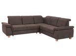 Ecksofa HOME AFFAIRE "Dalia L-Form", braun (nuss), B:256cm T:236cm, Luxus-Microfaser Florence (100% Polyester);Luxus-Microfaser weich (90% Polyester, 10% Polyamid);Webstoff (100% Polyester), Sofas, Ecksofa, mit Federkernpolsterung, wahlweise mit Schlaffunktion, Bettkasten