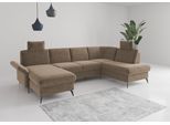 Wohnlandschaft OTTO HOME "Rochelle", braun (hellbraun), B:314cm H:93cm T:195cm, 100% Polyester, Sofas, Wohnlandschaft, wahlweise mit Schlaffunktion, Bettkasten und Armteilverstellung