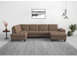 Wohnlandschaft SIT & MORE "Westham U-Form", braun (chocco), B:338cm H:88cm T:172cm, 100% Polyester, Sofas, Wohnlandschaft, wahlweise mit Schlaffunktion, Bettkasten, Sitztiefenverstellung