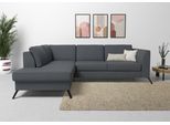 Ecksofa SIT & MORE "Olsen L-Form", grau (dunkelgrau), B:248cm H:88cm T:201cm, 98% Polyester 2%Polyamid, Sofas, Ecksofa, inklusive Sitztiefenverstellung, optional Schlaffunktion, 15cm hoch