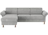 Ecksofa OTTO HOME "Calypso L-Form", grau (hellgrau), B:260cm H:85cm T:172cm, 100% Polyester, Sofas, Ecksofa, mit motorischen Funktionen im Sofa und Recamiere