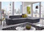 Ecksofa SIT & MORE "Valantine L-Form, B: 286 cm", grau (dunkelgrau), B:286cm H:73cm T:174cm, 100% Polyester;Luxus-Kunstleder/Struktur (88% Polyester, 12% Polyamid), Sofas, Ecksofa, mit Arm- & Kopfteilverstellung, optional mit Schlaffunktion