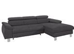 Ecksofa COTTA "Komaris L-Form, B: 244 cm", grau, B:244cm H:72cm T:166cm, Microfaser PRIMABELLE (100% Polyester);Kunstleder SOFTLUX(100%Polyurethan);Feinstruktur (100% Polyester);Kunstleder SOFTLUX/Struktur (100%Polyurethan, 90%Polyester, 10% Polyacryl), Sofas, Ecksofa, mit Kopfteilverstellung, optional Schlaffunktion, Bettkasten & Licht